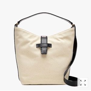 NWT J CREW canvas and black Italian leather bag